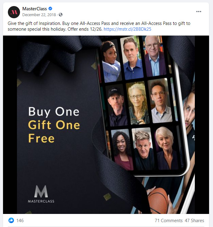 Masterclass sponsored post example