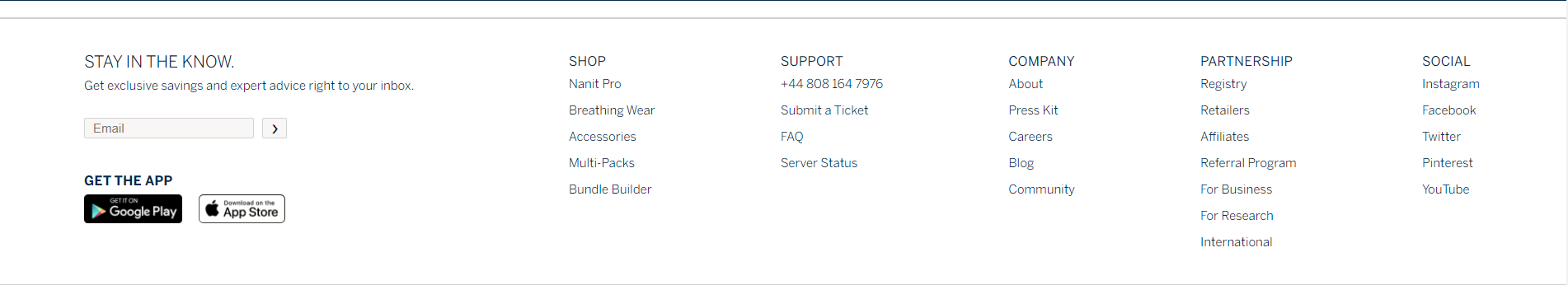Nanit website footer