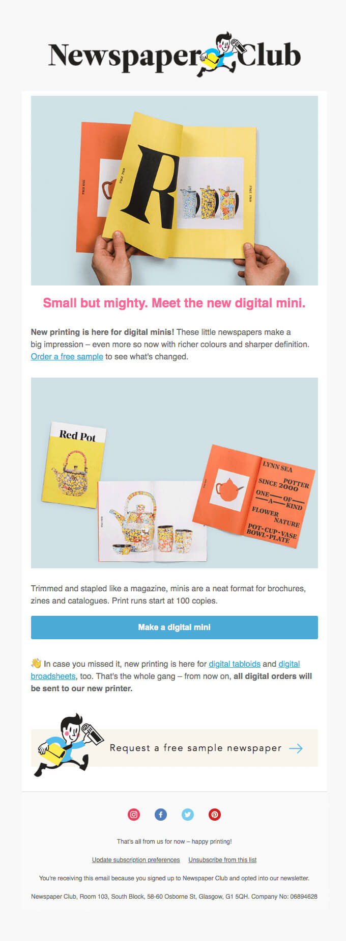 Newspaper Club email example