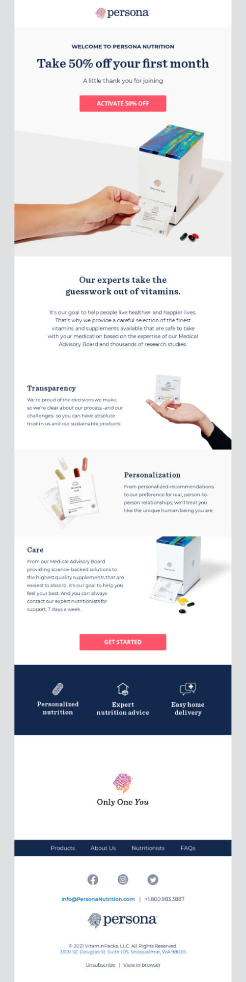 Persona email example