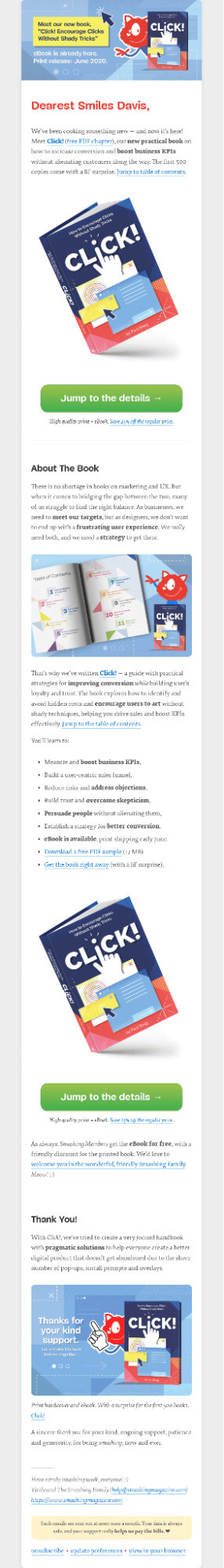 Smashing Magazine email example