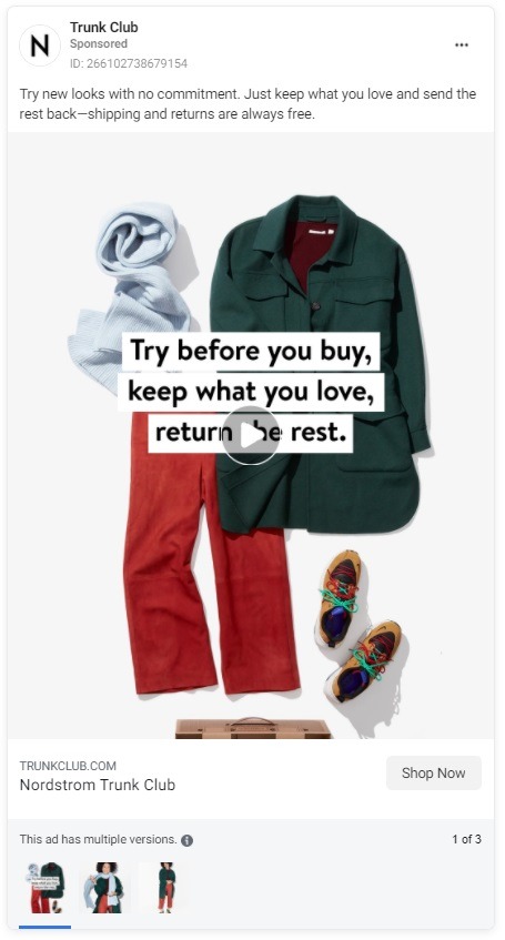 trunk club Instagram ad example CTAs 2