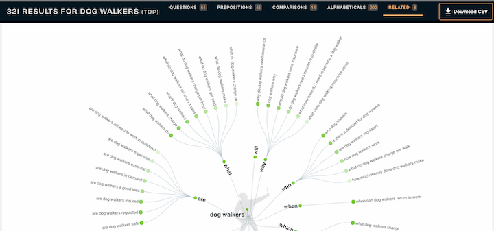 best keyword research tools: answerthepublic results
