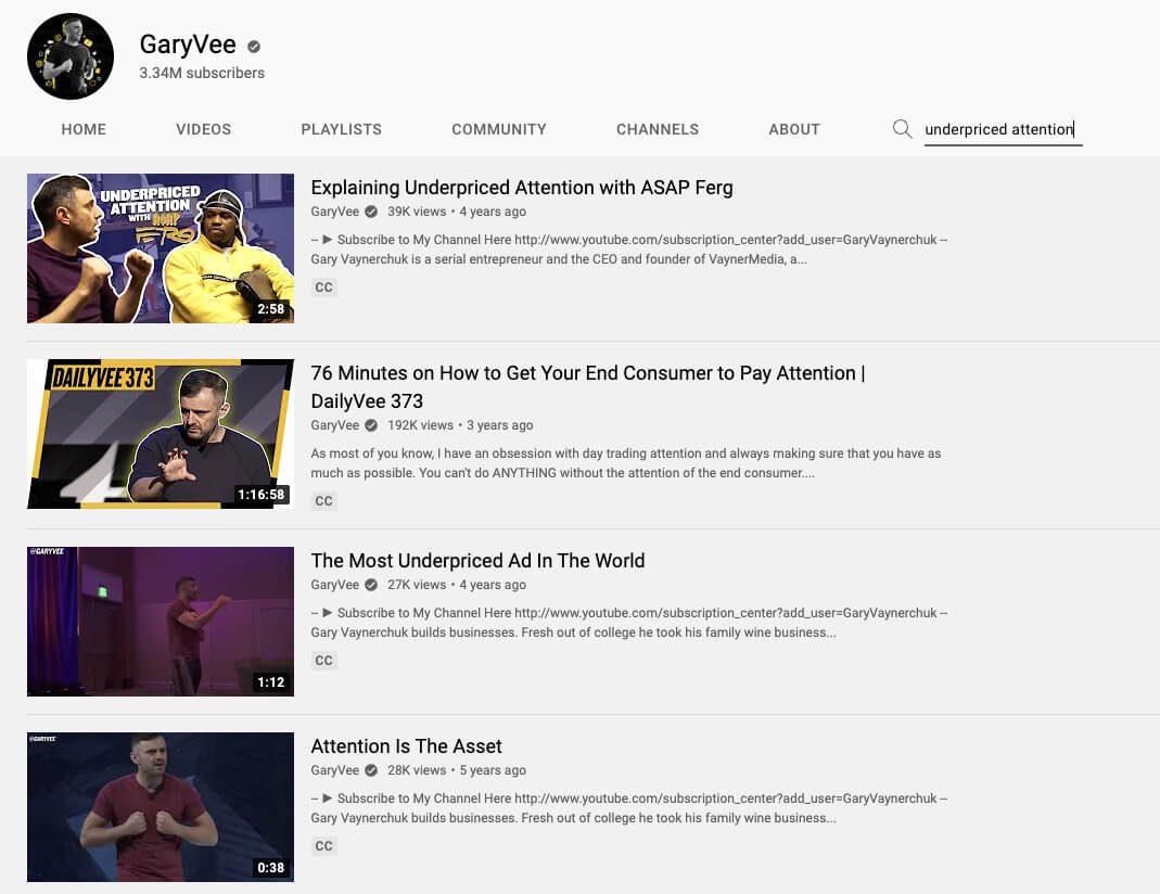 GaryVee YouTube channel and video content