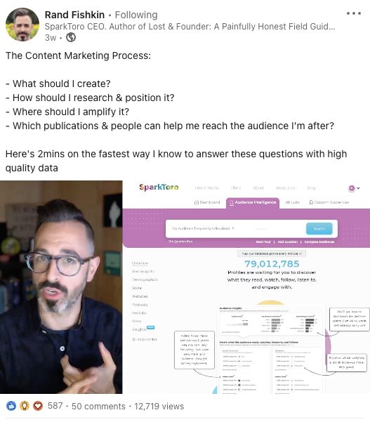 Rand Fishkin LinkedIn post example