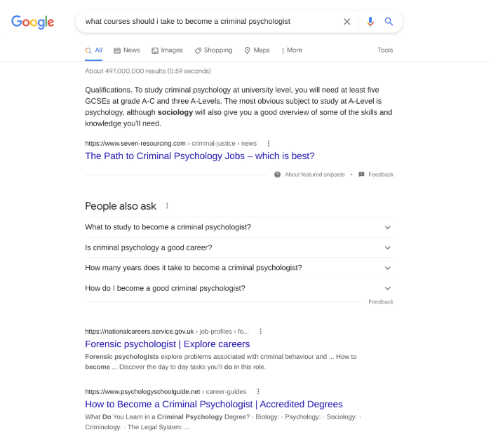 Search results for what courses should I study to become a criminal psychologist?
