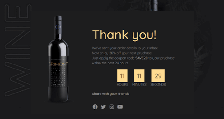 thank you page example with countdown