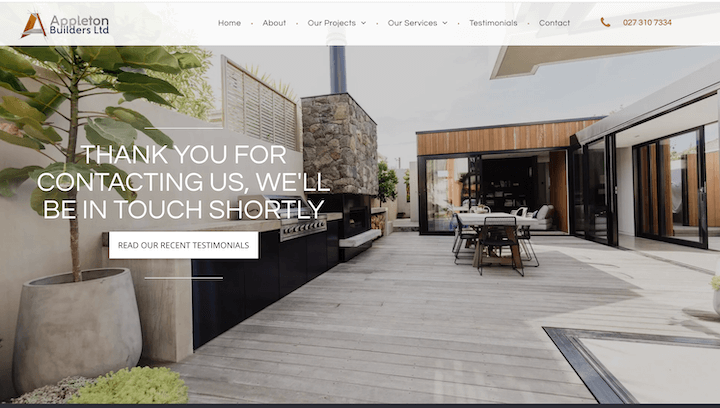 thank you page examples: appletons eye catching contact us thank you page