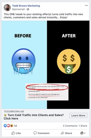 Todd Brown Facebook Ad example