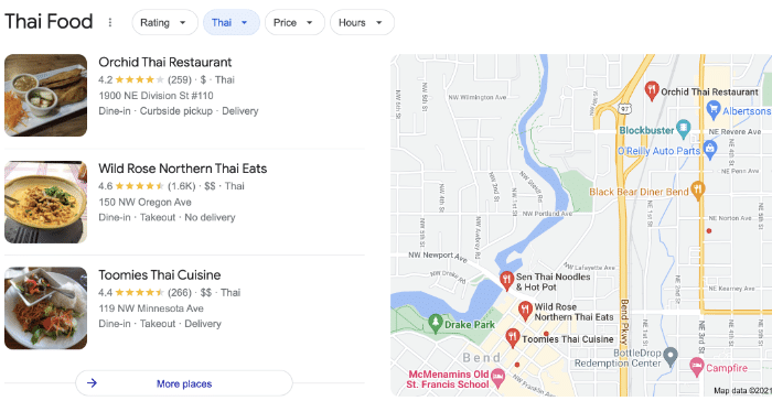 Local voice search result