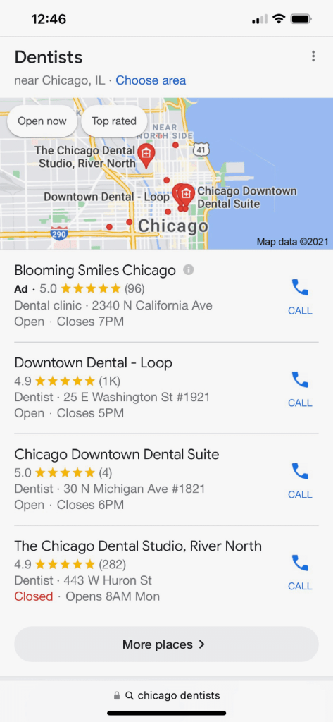 Local voice search on an iPhone