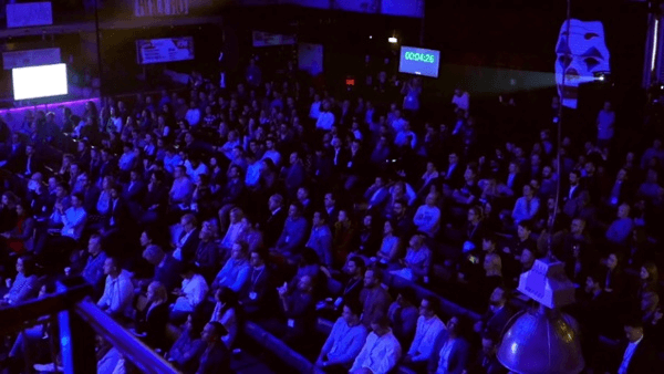 A crowd listening to a lecture about first-party data.