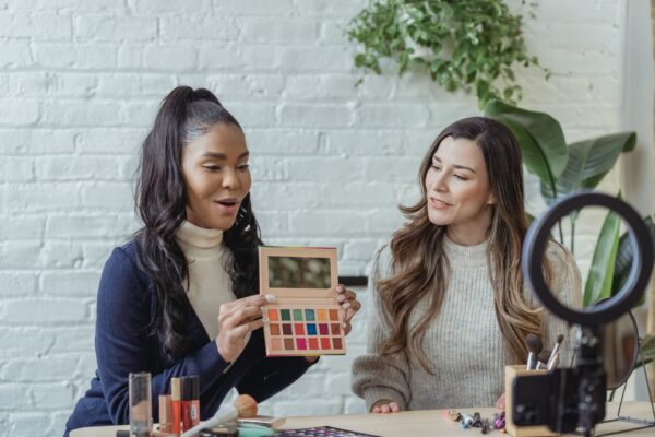 Influencers trying a product