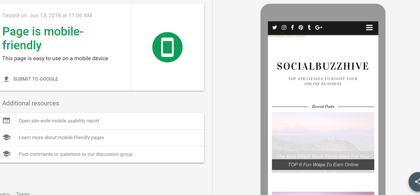 Mobile friendly screenshot