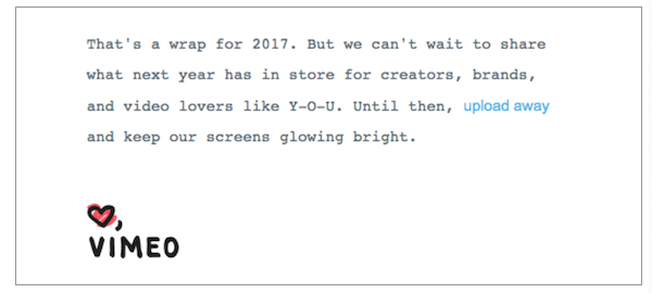 actionable year-in-review-email closing example by vimeo