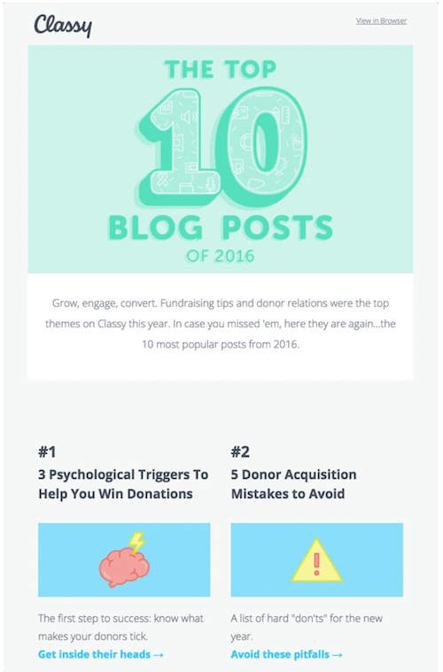 year in review email example by classy