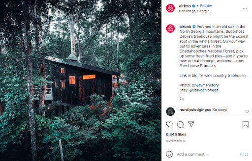 Air b and b's caption example with storytelling