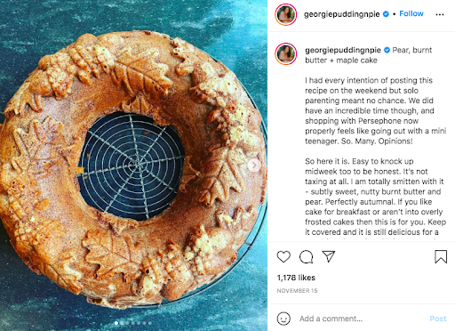 example of using sensory words in an Instagram caption
