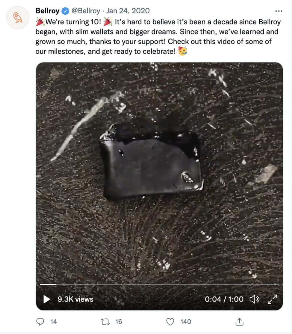 screenshot bellroy brand association video on twitter screenshot