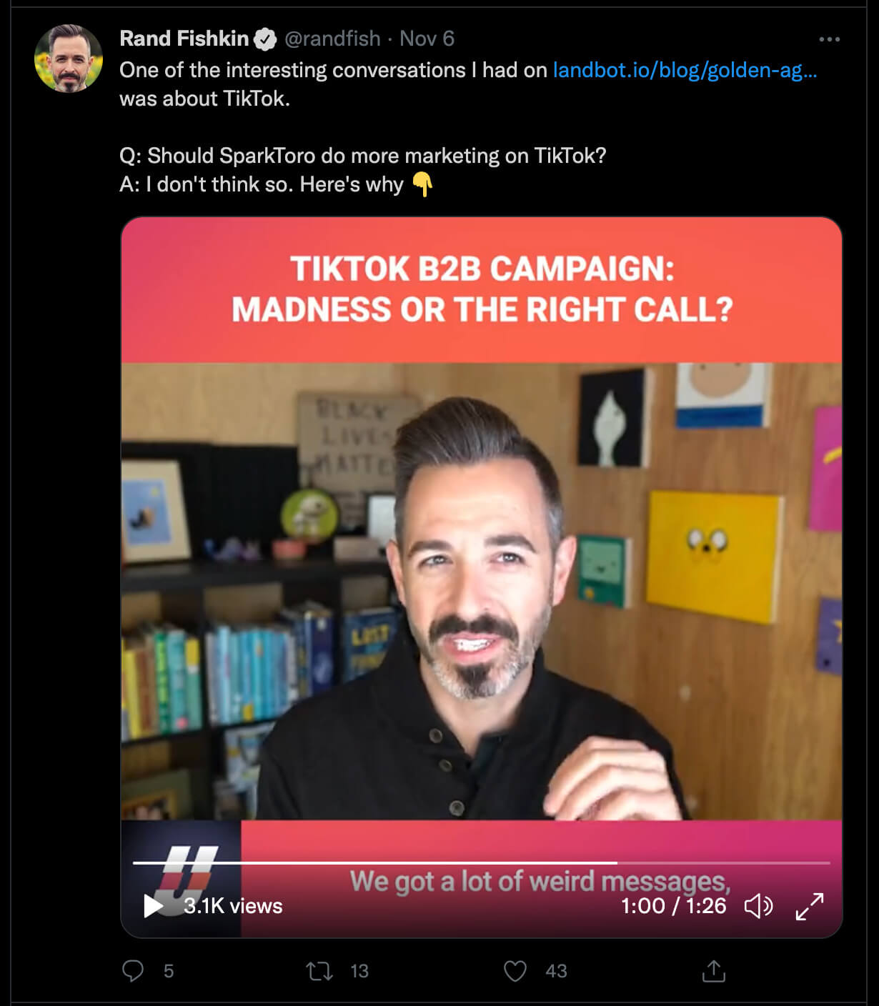 Tweet from Rand Fishkin