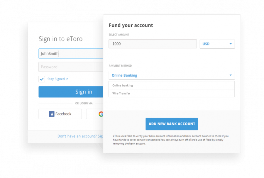 Make a deposit on eToro