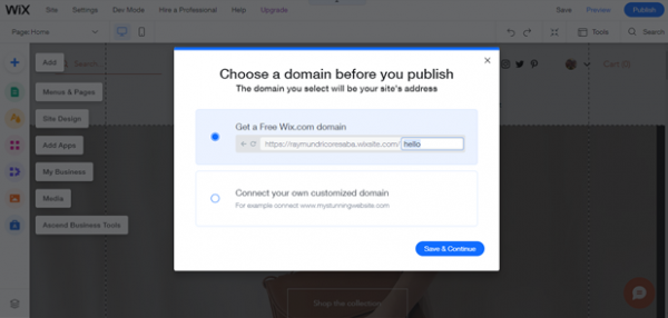 Publishing your pages with Wix