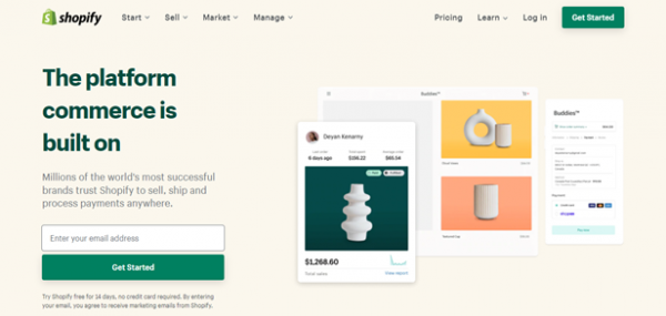 Shopify eCommerce website builder for startups