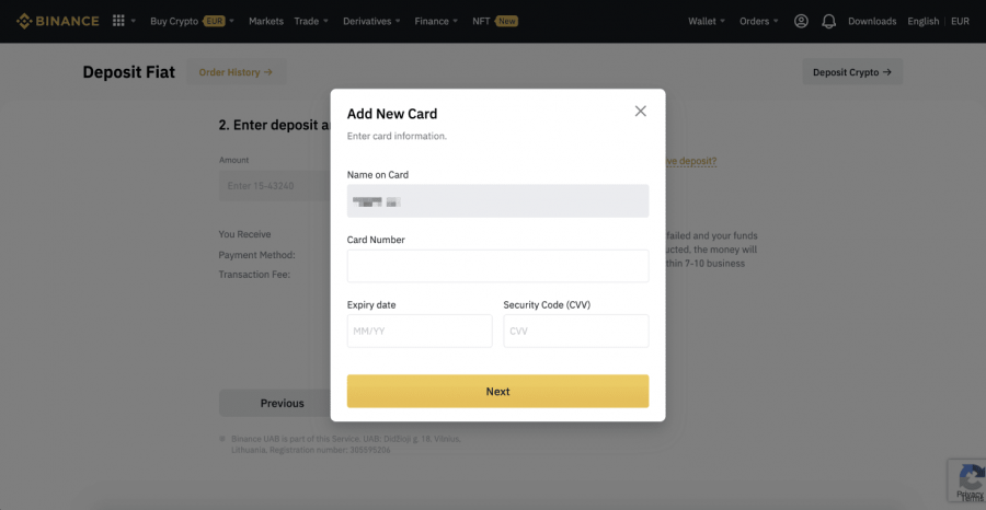 Binance Deposit Funds