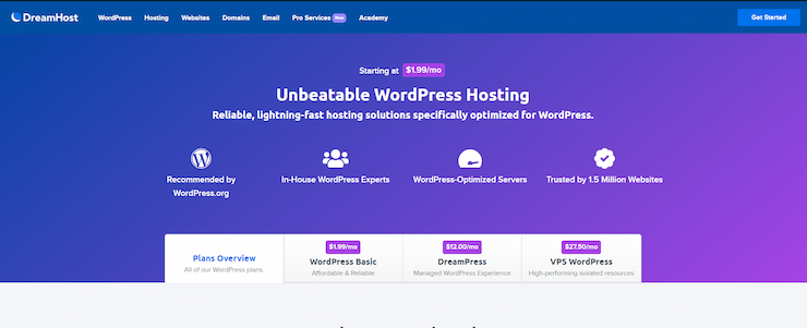 DreamHost is excellent for storage space