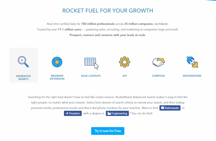 RocketReach has the most diverse database