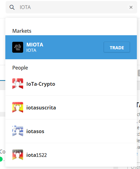Search for IOTA on eToro