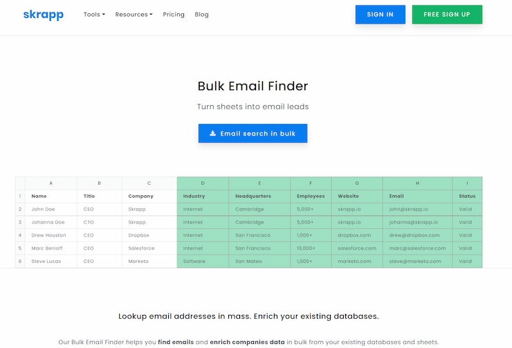 Skrapp has a smart Chrome extension