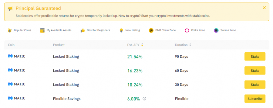 Binance MATIC