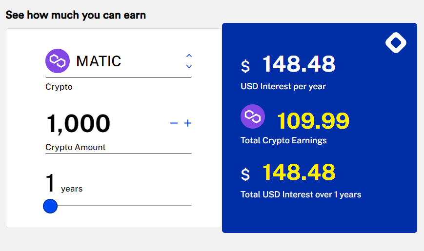 BlockFi MATIC calculator