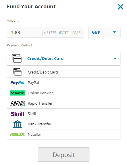 eToro deposit