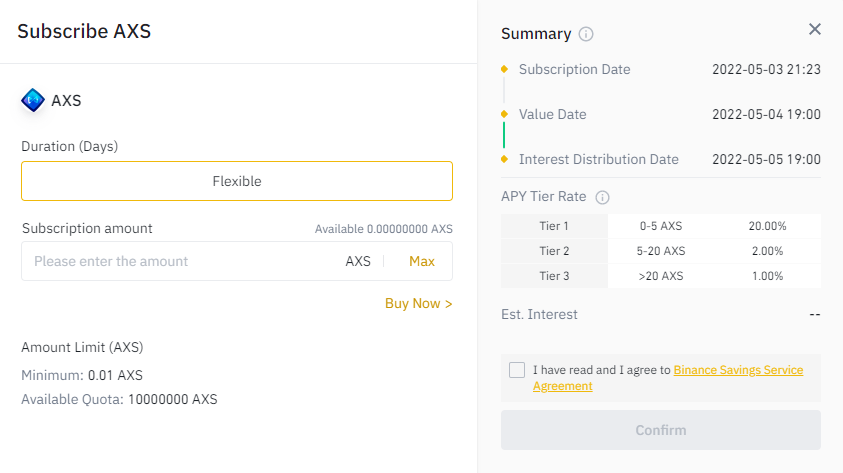 Where to earn interest on AXS