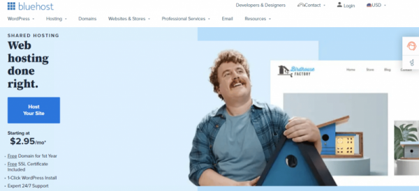 BlueHost as the best ecommerce hosting for small stores