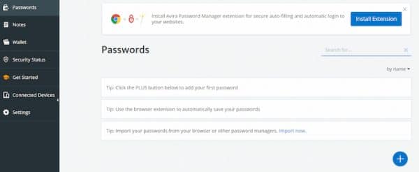 Click on + to add passwords