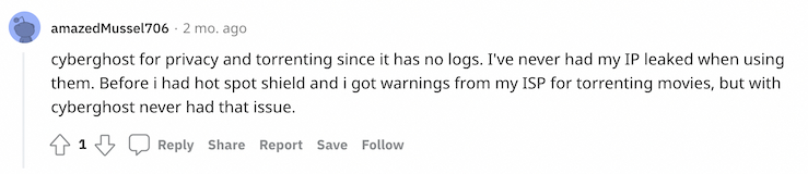 CyberGhost Reddit review