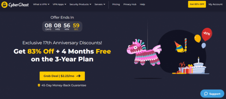 CyberGhost has some of the fastest streaming speeds, making it one of the best Netflix VPNs