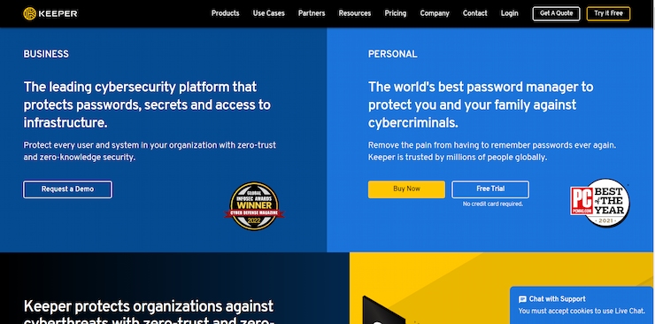 Keeper is top password manager for business and enterprises
