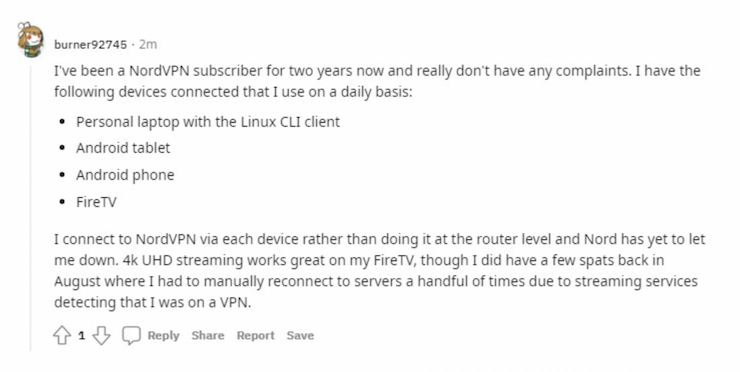 NordVPN Reddit review