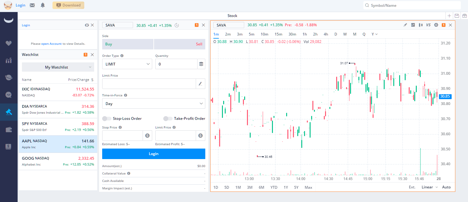 how to buy sava stock webull