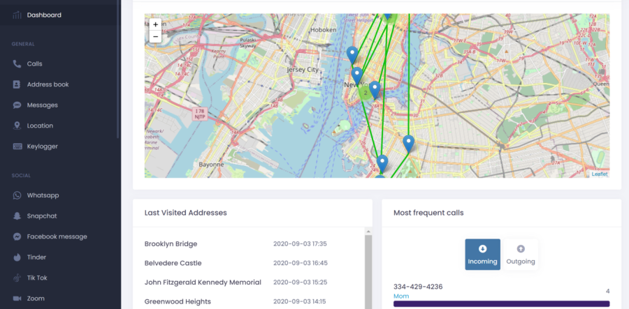 uMobix's dashboard | Solid tracker app for mobile