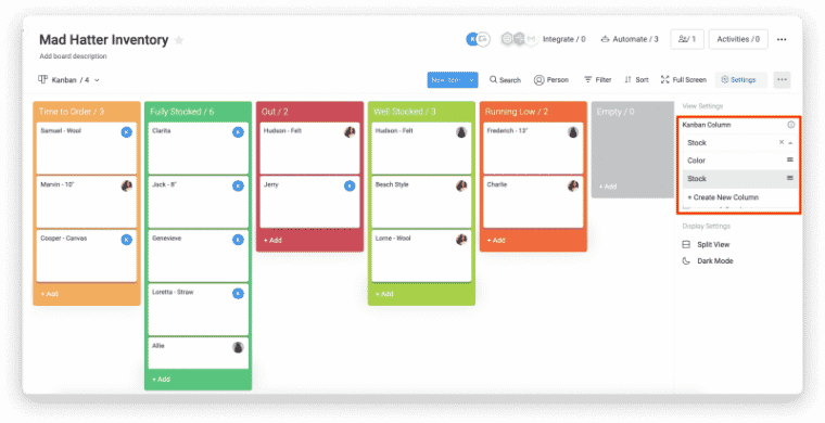 Monday.com's board view for efficient project tracking