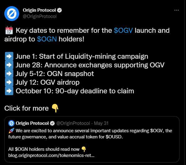 Origin Protocol Token Twitter Page