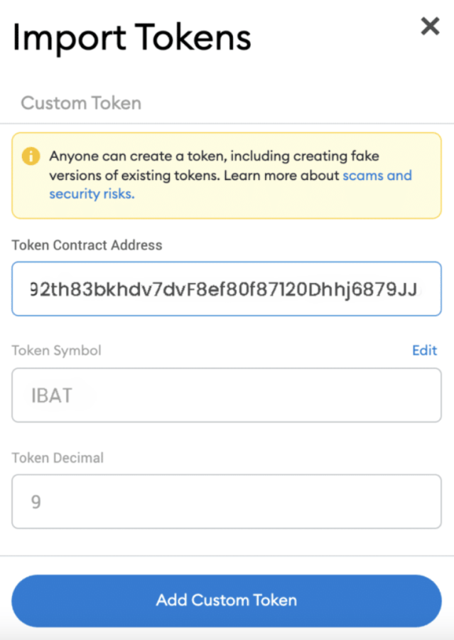 MetaMask contract address