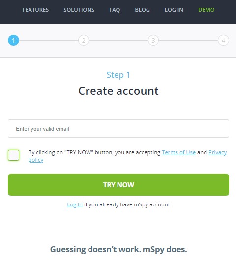 Creating your account with mSpy