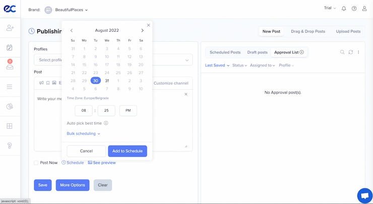 Create a desired schedule