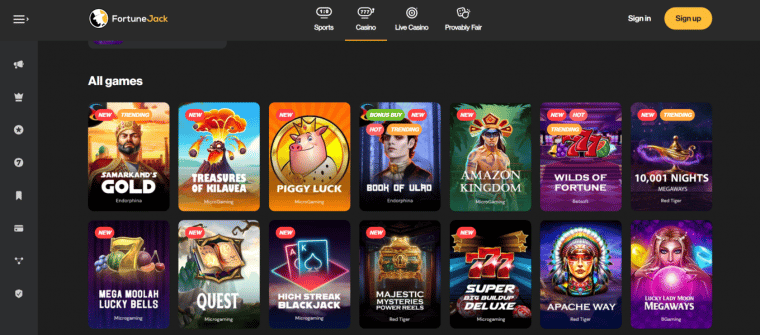 FortuneJack Casino Games